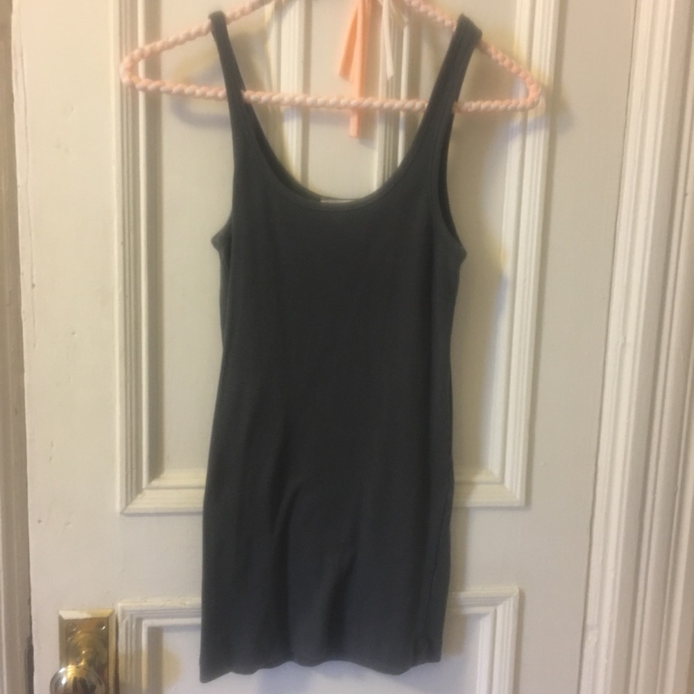 Dark grey ribbed tank top